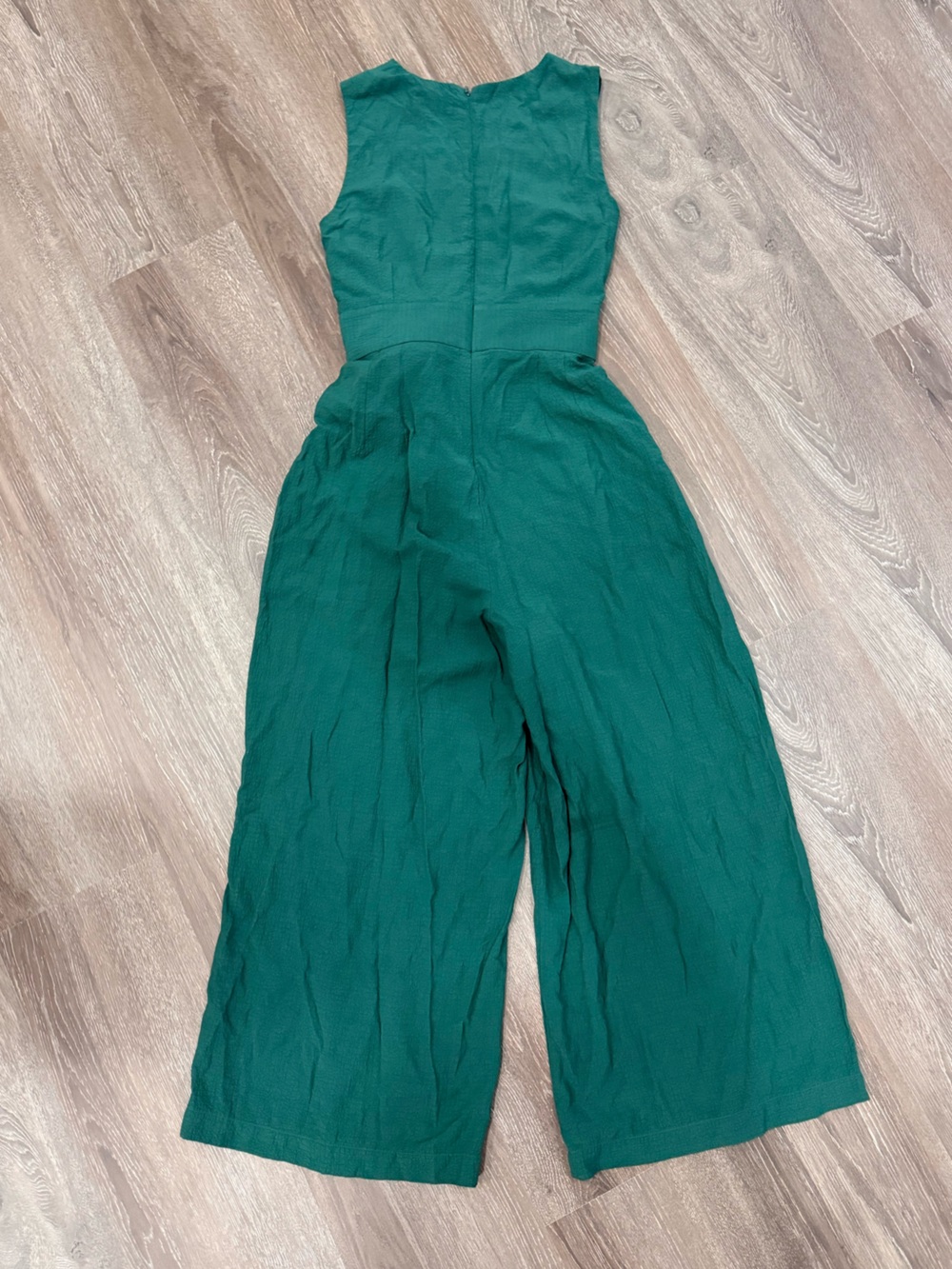 Calvin Klein Teal Green Sleeveless Wide-Leg Jumpsuit with Tie Waist - Picture 4 of 7